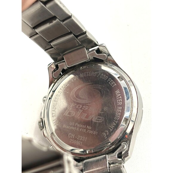Fossil Watch Blue CH-2331 Men's 42mm Gray Dial Chronograph Diver Watch Wide Link - Picture 5 of 16